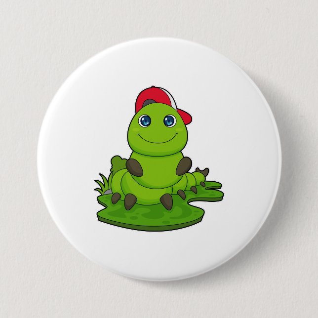 Bóton Redondo 7.62cm Lagarta com Boné (Frente)