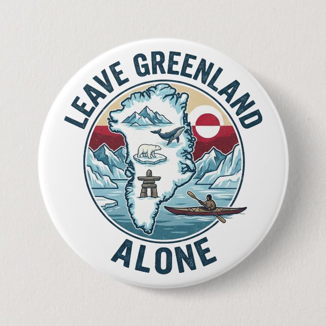 Bóton Redondo 7.62cm Leave Greenland Alone (Frente)