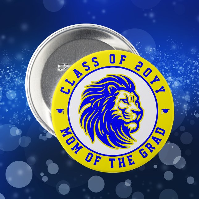 Bóton Redondo 7.62cm Leões Amarelo e Azul Mãe do Formando (Criador carregado)