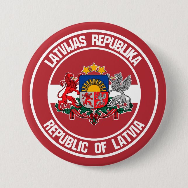 Bóton Redondo 7.62cm Letônia Round Emblem (Frente)