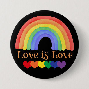 Bóton Redondo 7.62cm LGBTQ Arco-íris Amor é Amor Colorido 
