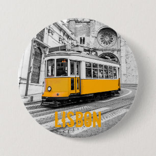 Bóton Redondo 7.62cm Lisboa Tram Portugal vintage streetcar