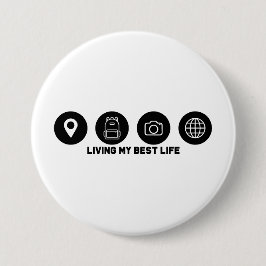 Bóton Redondo 7.62cm Living my best life travel
