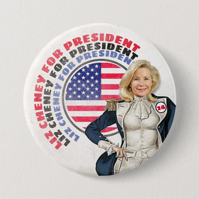 Bóton Redondo 7.62cm liz Cheney para o Presidente 24 (Frente)