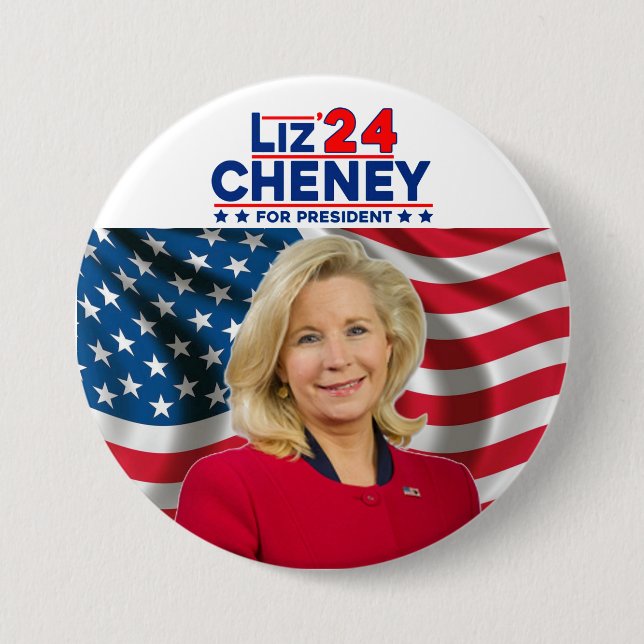 Bóton Redondo 7.62cm Liz Cheney para o Presidente 24 (Frente)