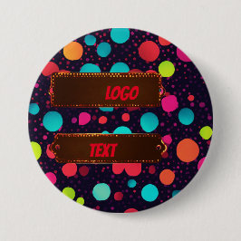 Bóton Redondo 7.62cm Logotipo de ilustração de cor neon com bolinhas