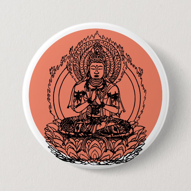 Bóton Redondo 7.62cm Lotus Buddha (Frente)