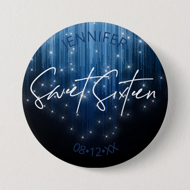 Bóton Redondo 7.62cm Luzes em cascata Doce 16 Blue ID790 (Frente)