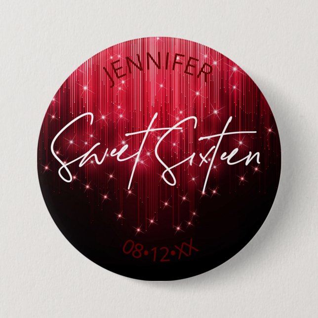 Bóton Redondo 7.62cm Luzes em cascata Doce 16 Red ID790 (Frente)