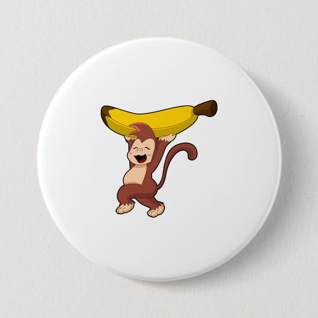 Bóton Redondo 7.62cm Macaco com Banana (Frente)