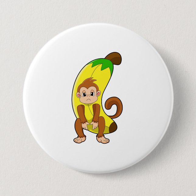 Bóton Redondo 7.62cm Macaco com Banana (Frente)