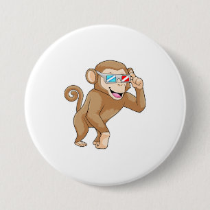 Bóton Redondo 7.62cm Macaco com Óculos