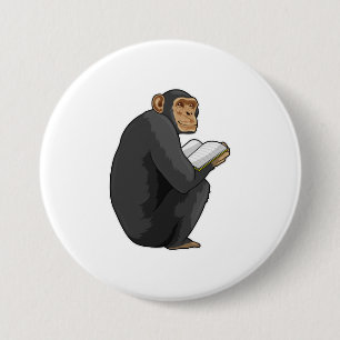 Bóton Redondo 7.62cm Macaco como Nerd do Livro