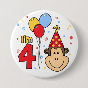 Bóton Redondo 7.62cm Macaco Face 4.º Aniversário