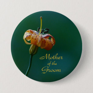 Bóton Redondo 7.62cm Mãe do noivo, Ouro Lily Button Pin