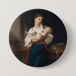 Bóton Redondo 7.62cm Mãe e Criança (por Bouguereau)