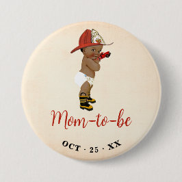 Bóton Redondo 7.62cm Mãe, para ser um pequeno Chá de fraldas de bombeir