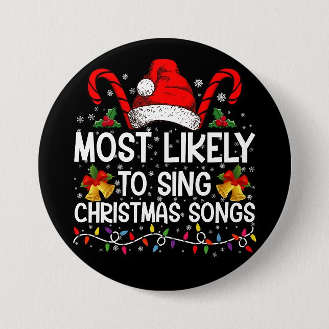 Bóton Redondo 7.62cm Mais Provável A Cantar Canções De Natal (Frente)