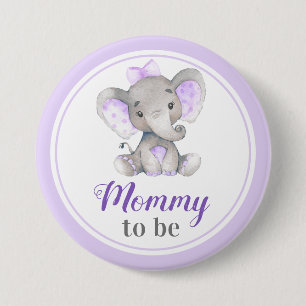 Bóton Redondo 7.62cm Mamãe de ser Chá de Elefante para Menina Nova M