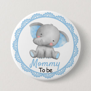 Bóton Redondo 7.62cm Mamãe de ser nova mãe bebê Chá elefante azul