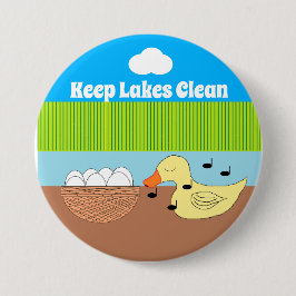 Bóton Redondo 7.62cm Mamãe Duck Cantando Em Seus Ovos