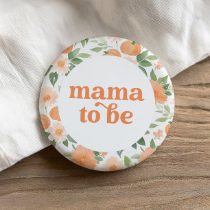 Bóton Redondo 7.62cm Mamãe será Chá de fraldas de Abóbora Floral
