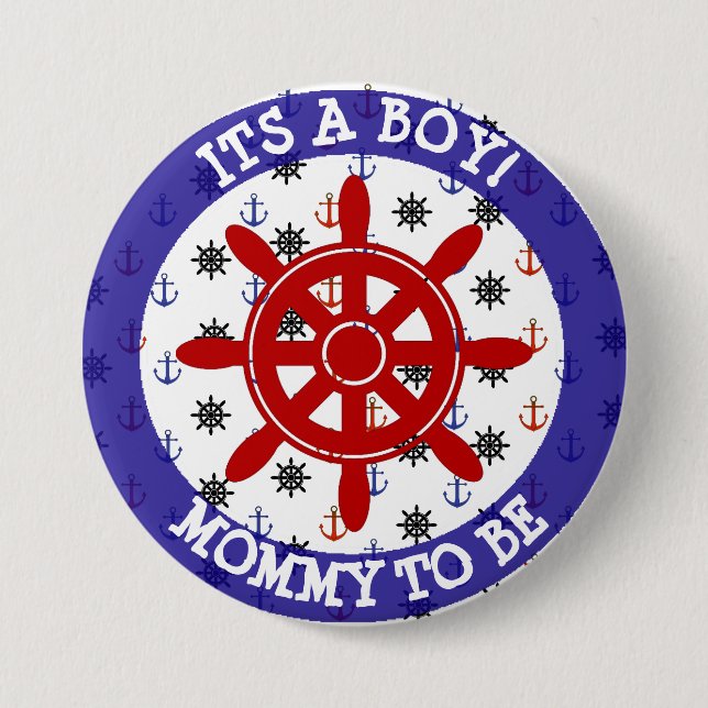 Bóton Redondo 7.62cm Mamães a ser, botão náutico do chá de fraldas (Frente)