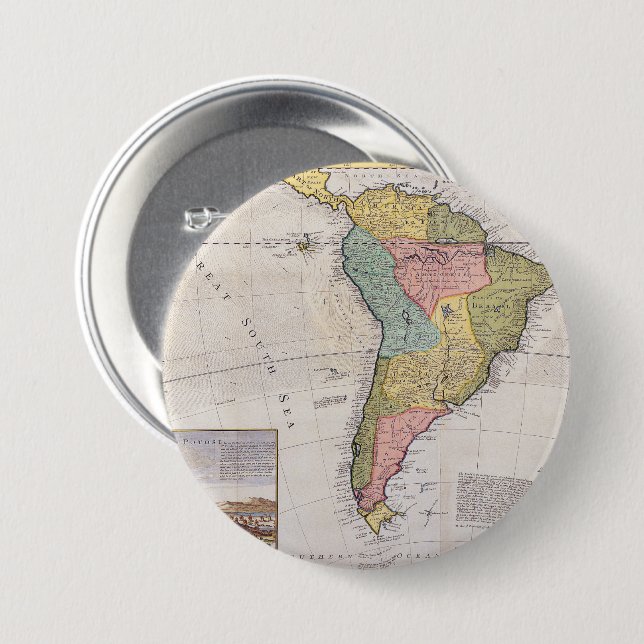 Bóton Redondo 7.62cm Mapa antigo antigo inspirado (8) (Frente & Verso)