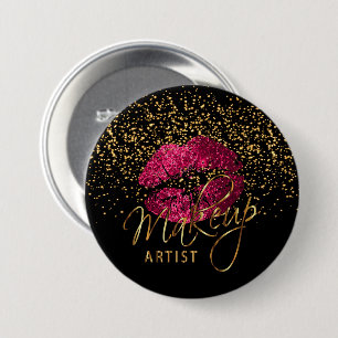 Bóton Redondo 7.62cm Maquilhador profissional - lábios do rosa quente