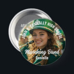 Bóton Redondo 7.62cm Marca do Segundo grau de Fotografias de Banda Gran<br><div class="desc">Este legal botão personalizado de marca de fotos da banda marchando segundo grau em grandes recursos apresenta a tipografia branca do seu nome de jogador e da sua equipe. Personalize com o nome da banda ou mascote na fotografia do jogador.</div>