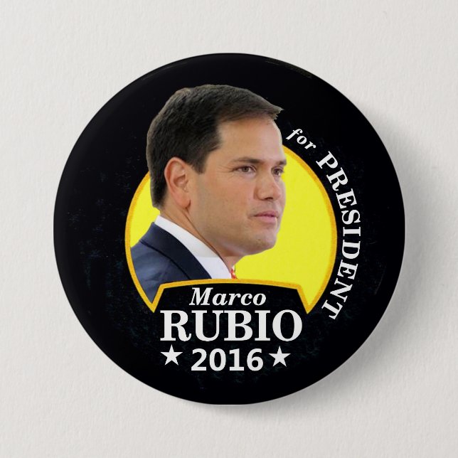 Bóton Redondo 7.62cm Marco Rubio 2016 para o presidente (Frente)