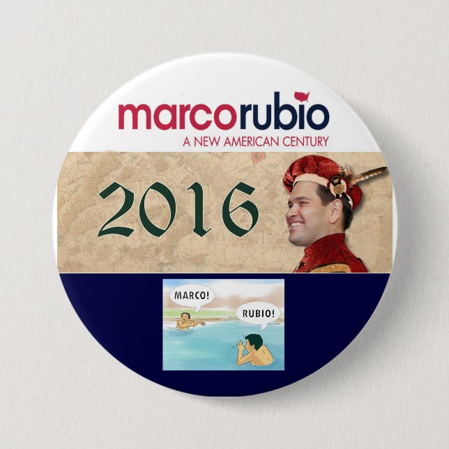 Bóton Redondo 7.62cm Marco Rubio para o presidente 2016 (Frente)