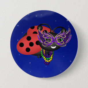 Bóton Redondo 7.62cm Mardi Gras Ladybug