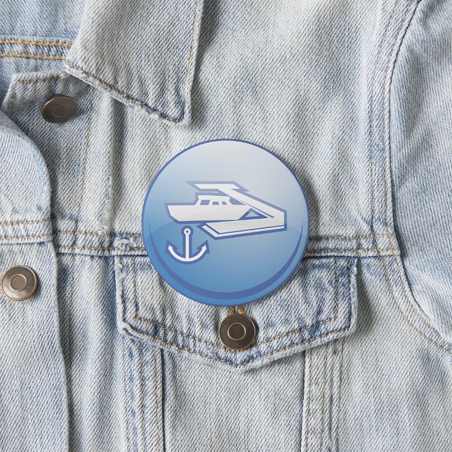 Bóton Redondo 7.62cm Marinha Náutica de Barco e Âncora (Criador carregado)