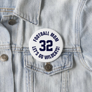 Bóton Redondo 7.62cm Marinho e White Futebol Mãe, Número Jersey