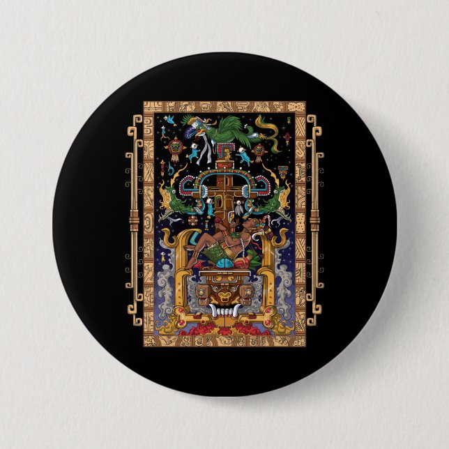 Bóton Redondo 7.62cm Mayan Astronauta King Pakal (Frente)