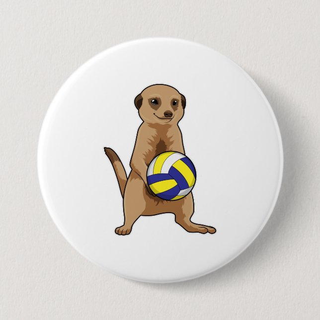 Bóton Redondo 7.62cm Meerkat com voleibol (Frente)