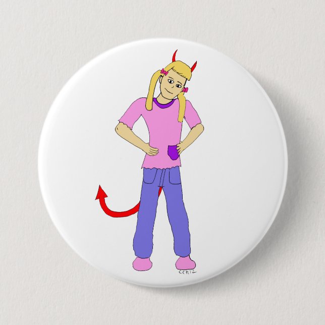 Bóton Redondo 7.62cm menina diabólica (Frente)