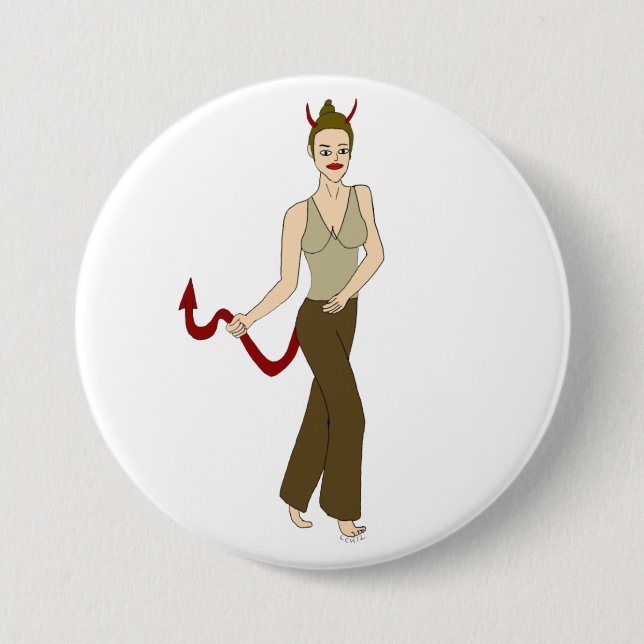 Bóton Redondo 7.62cm menina diabólica (Frente)