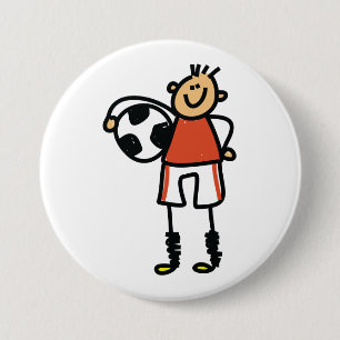 Bóton Redondo 7.62cm Menino de Futebol de Pauzinhos Jogador de Futebol