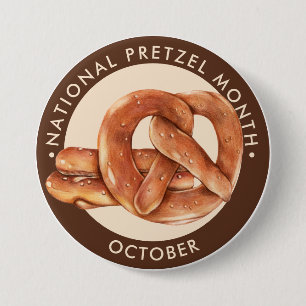 Bóton Redondo 7.62cm Mês Nacional Pretzel, outubro, pretzel mole