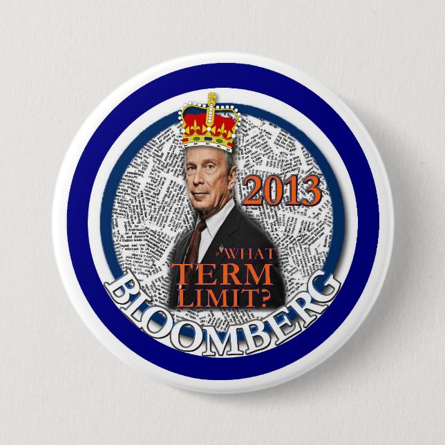 Bóton Redondo 7.62cm Mike Bloomberg para o Mayor 2013 de NYC (Frente)