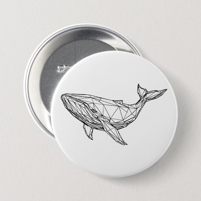 Bóton Redondo 7.62cm Minimalist Geometric Whale Button (Frente & Verso)