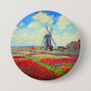 Bóton Redondo 7.62cm Monet Tulips Windmill