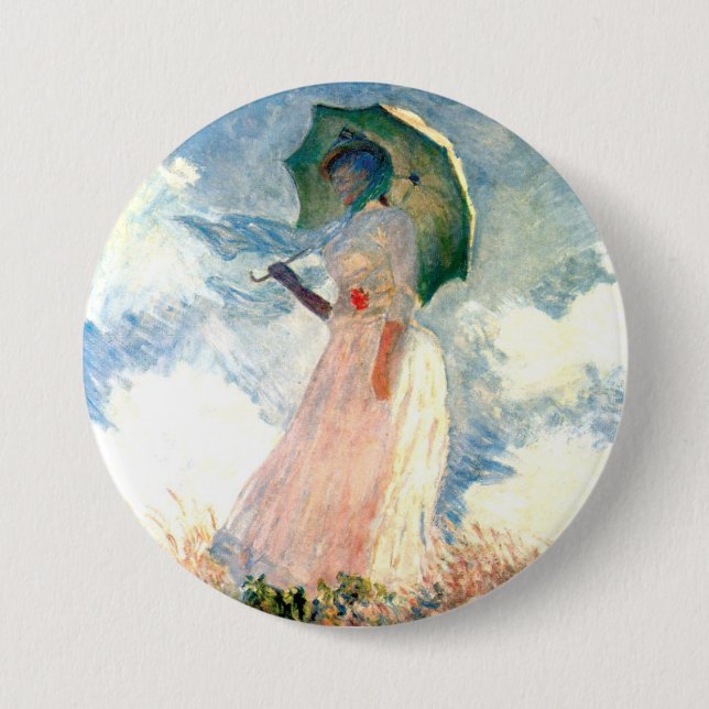 Bóton Redondo 7.62cm Monet Woman com Parasol à esquerda (Frente)