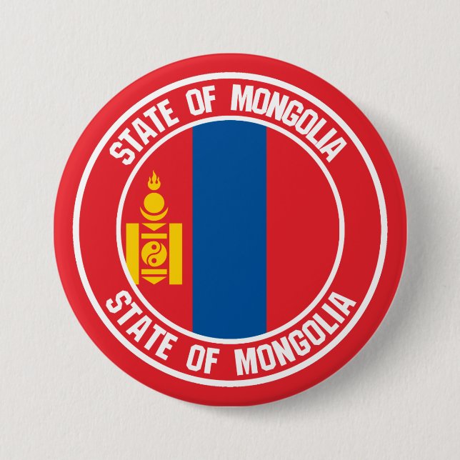 Bóton Redondo 7.62cm Mongólia Round Emblem (Frente)