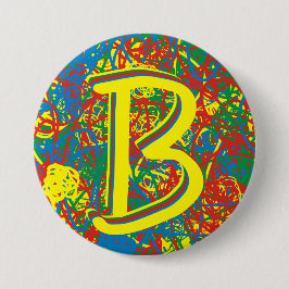 Bóton Redondo 7.62cm Monograma Vermelhos Vermelhos Amarelos Vermelhos I