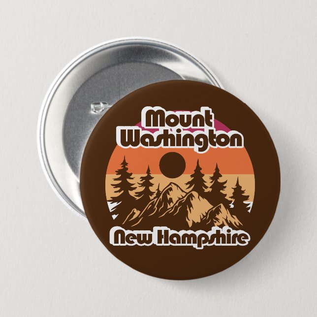 Bóton Redondo 7.62cm Monte Washington New Hampshire (Frente & Verso)