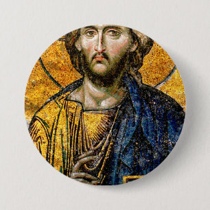 Bóton Redondo 7.62cm Mosaico do Cristo Pantocrator