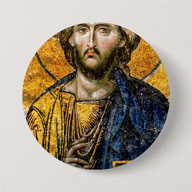Bóton Redondo 7.62cm Mosaico Pantocrator cristo (Frente)